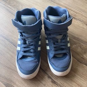adidas Blue and Gray High-Top Sneakers